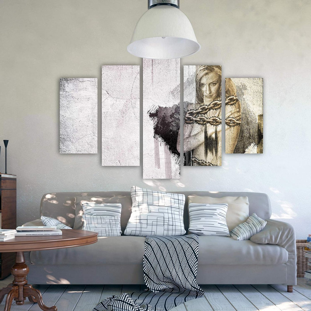 Feeby Bild auf Leinwand Abstraktion 5 Teilig Modern Frau Nacktheit grau 200x100 cm M_11474 200L x 10