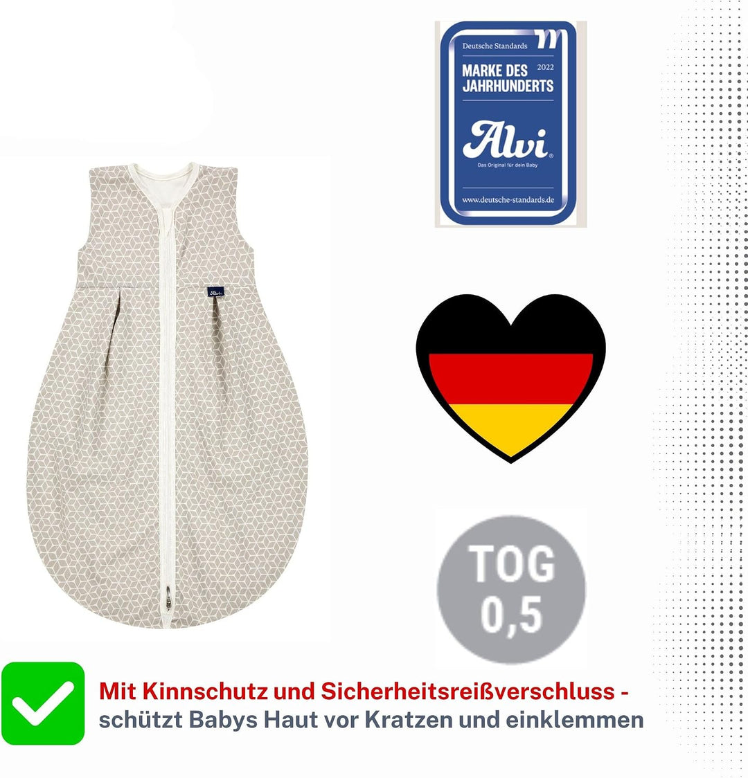 Alvi Schlafsack Baby Mäxchen light I leichter Babyschlafsack ärmellos I Sommerschlafsack Jungen und