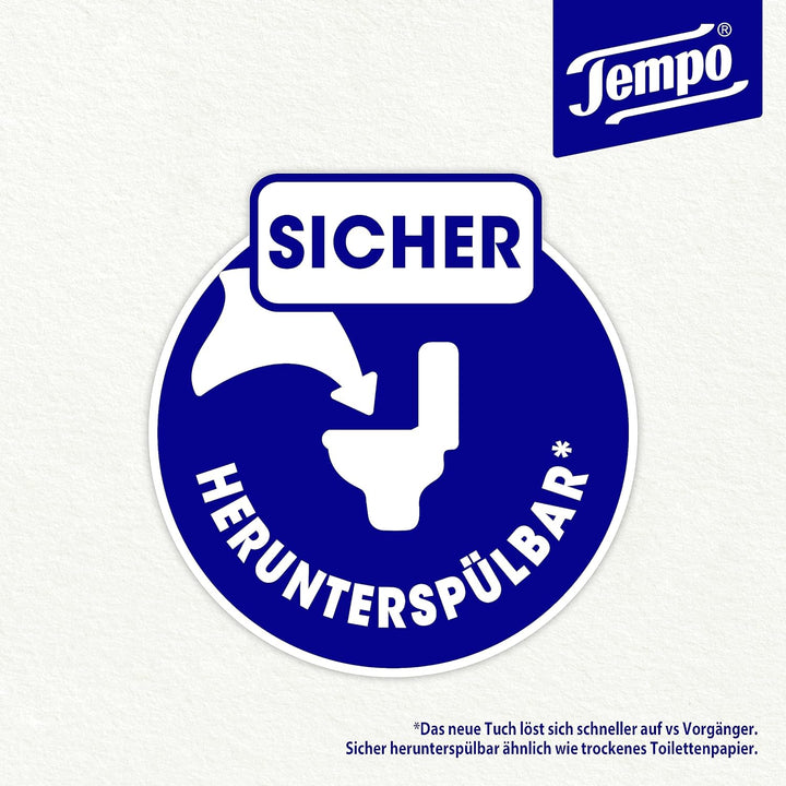 TEMPO Feuchtes Toilettentuch, Sanft&amp;pflegend, 16 Stück, Grosspackung 16 Pack x 42 Tücher Sanft &amp; Sen
