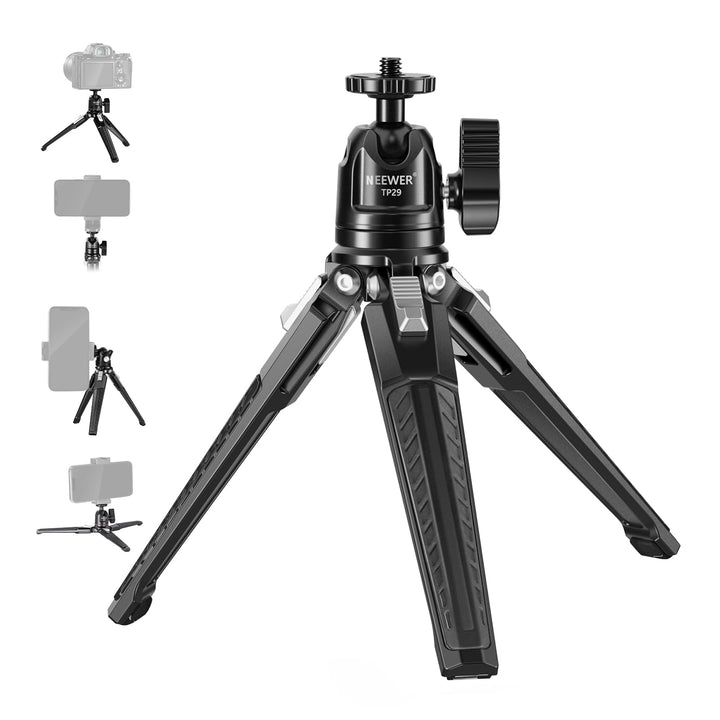 NEEWER Mini Tischstativ aus Metall mit 360° Kugelkopf, unterstützt vertikale Aufnahme und Handgriff,