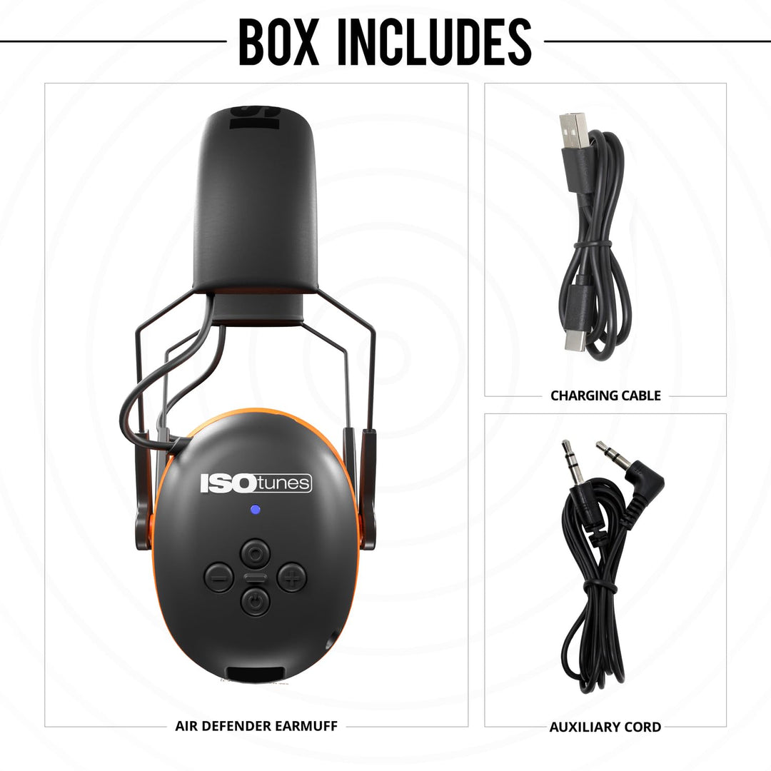 ISOtunes AIR DEFENDER Bluetooth-Ohrenschützer: EN352-konformer komfortabler kabelloser Gehörschutz m