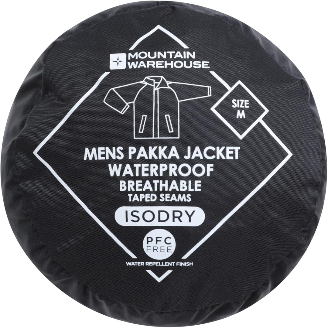 Mountain Warehouse Pakka Herren Wasserdicht Leichte verpackbare Regen Renn Sport Jacke XXS Schwarz,