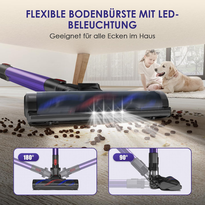 Authmic Akku Staubsauger Kabellos, 45000Pa Kabelloser Staubsauger mit Touchscreen, 50Mins, 1.6L, H13