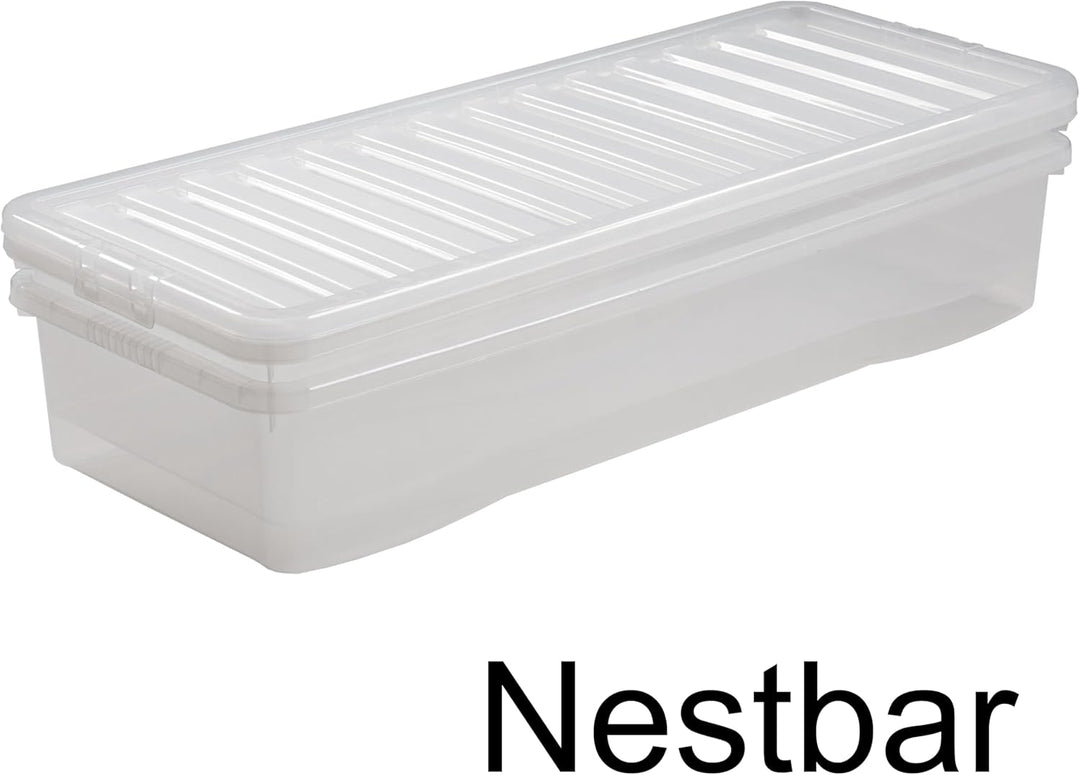 Unterbettbox mit Deckel transparent 55 Liter Stapelbar Aufbewahrungs Box Unterbett Kiste Multifunkti