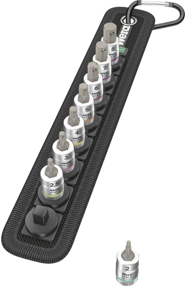 Wera 05003881001 Belt 2 Zyklop Bitnuss-Satz Innensechskant, mit Haltefunktion, 1/4"-Antrieb, 8-teili