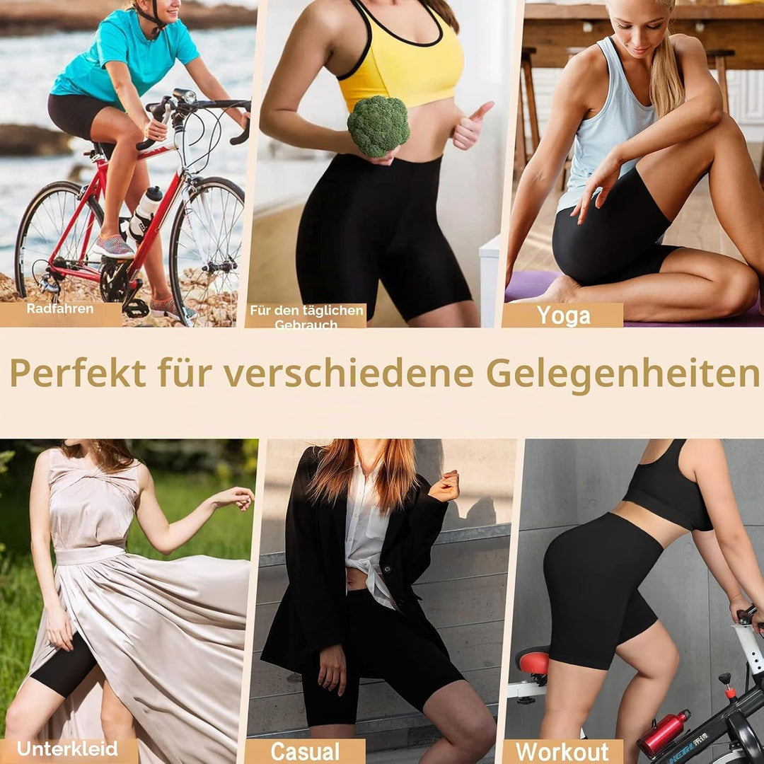 Damen Shorts Radlerhose Kurze, 3er Pack Anti Scheuern Unterhose für unter Kleider, Nahtlos Hohe Tail