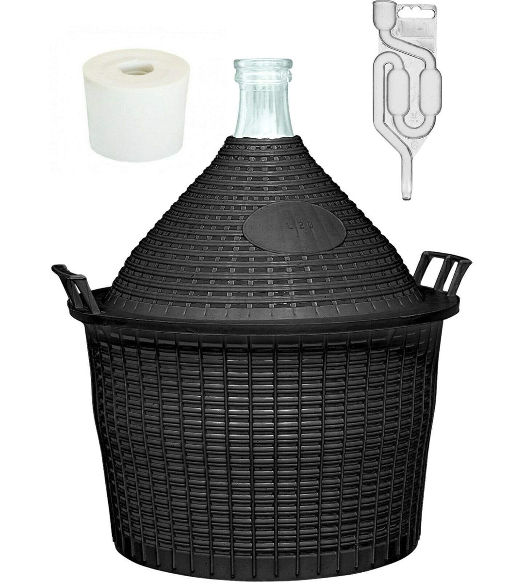 lilawelt24 10L Weinballon Gärballon Gärbehälter Glasballon + Gärrohr + Gummistopfen
