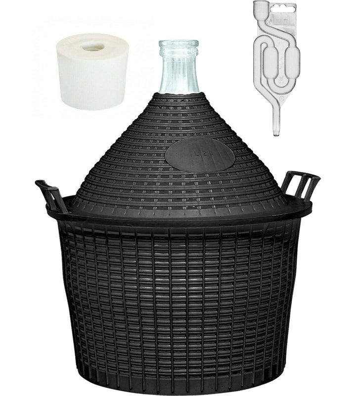 lilawelt24 10L Weinballon Gärballon Gärbehälter Glasballon + Gärrohr + Gummistopfen