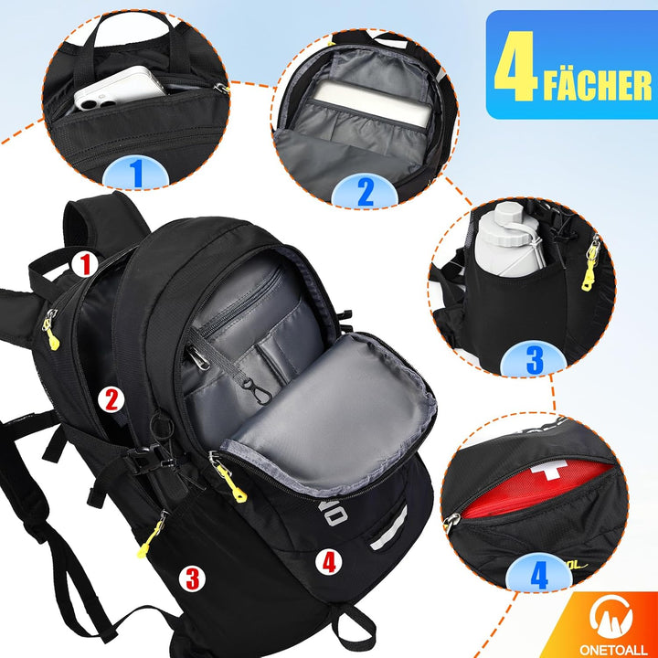 Diebstahlsicherer Wanderrucksack Damen 20L, Leichter Tagesrucksack Herren Klein, Wasserdichter Fahrr