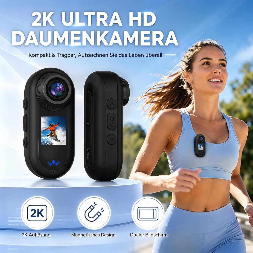 4K Body Cam Daumengrösse Magnetische Tragbare WiFi Wasserdicht POV Kamera | Mit Zubehör, Körperkamer