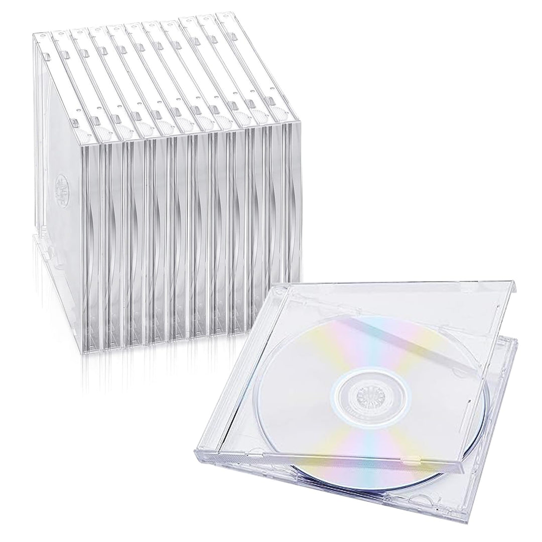 12 Stück CD/DVD Hüllen,Leerhüllen zum Abheften für 1 CD Kunststoff transparent Jewel Case Leerbox zu