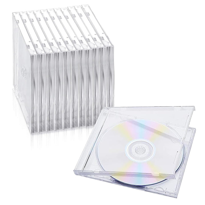 12 Stück CD/DVD Hüllen,Leerhüllen zum Abheften für 1 CD Kunststoff transparent Jewel Case Leerbox zu