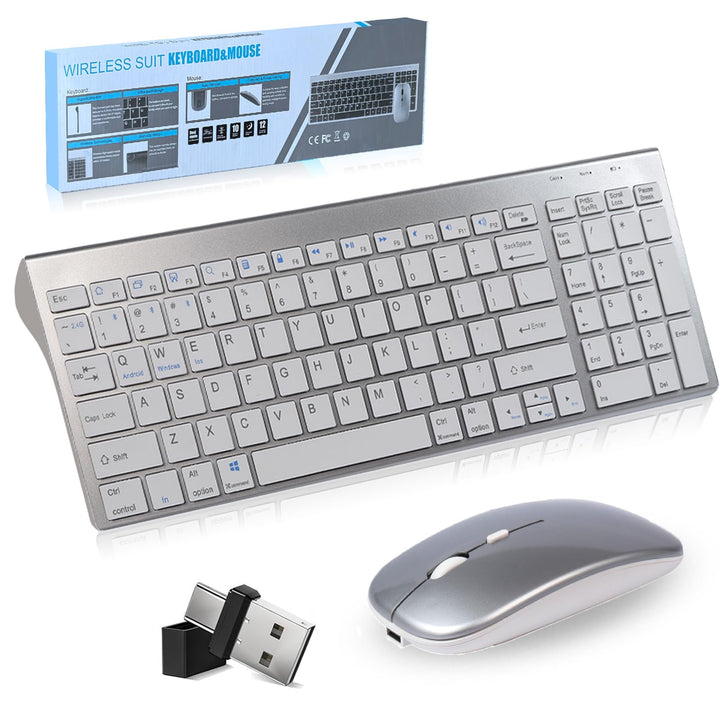 Advanced Kabellose Tastatur und Maus Combo,DREI Modi 5 in1(Bluetooth*3+2.4G+USB-C), Leise Wiederaufl