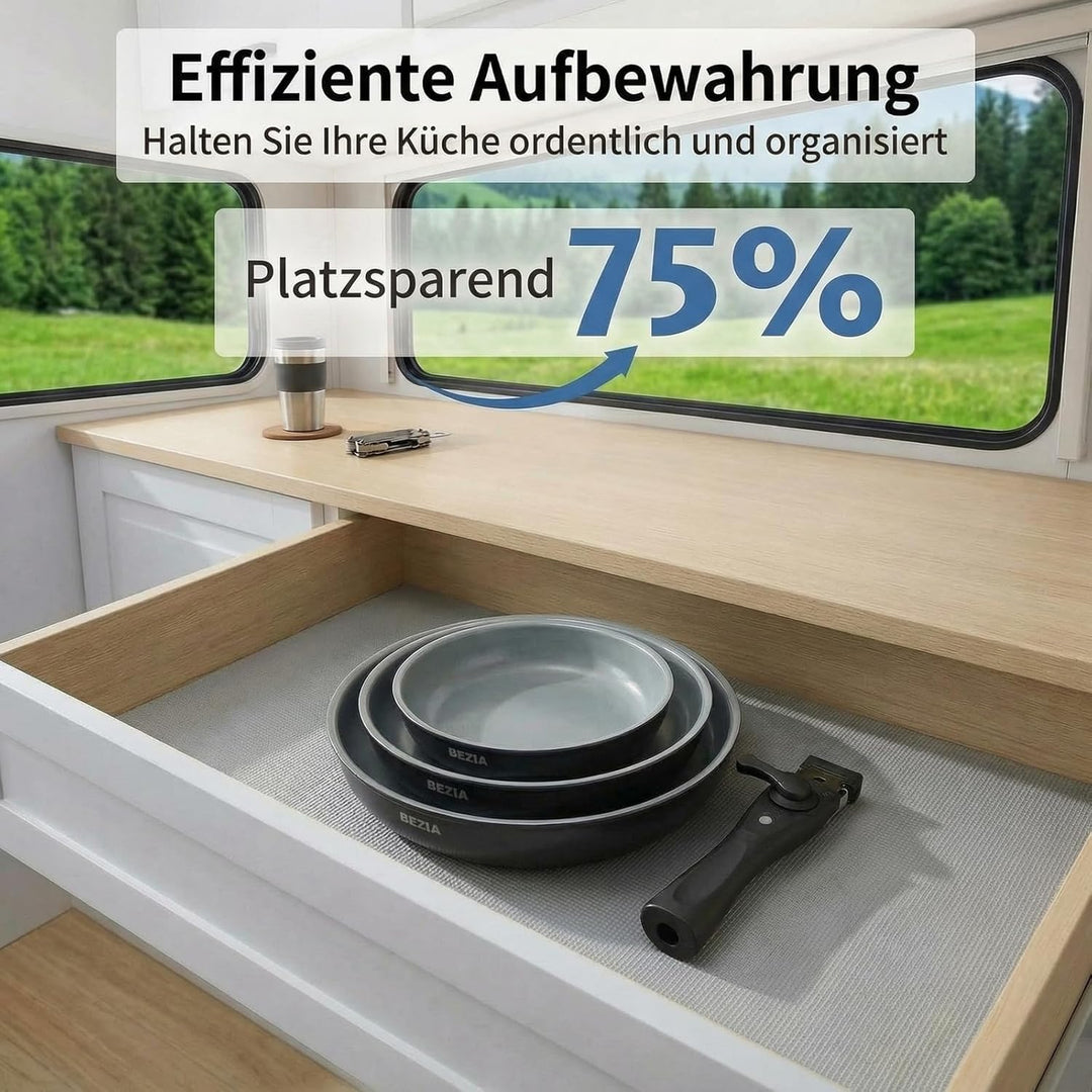 BEZIA Pfannenset mit abnehmbarem Griff, Bratpfannen Set mit Keramikbeschichtung, Induktions Pfannen