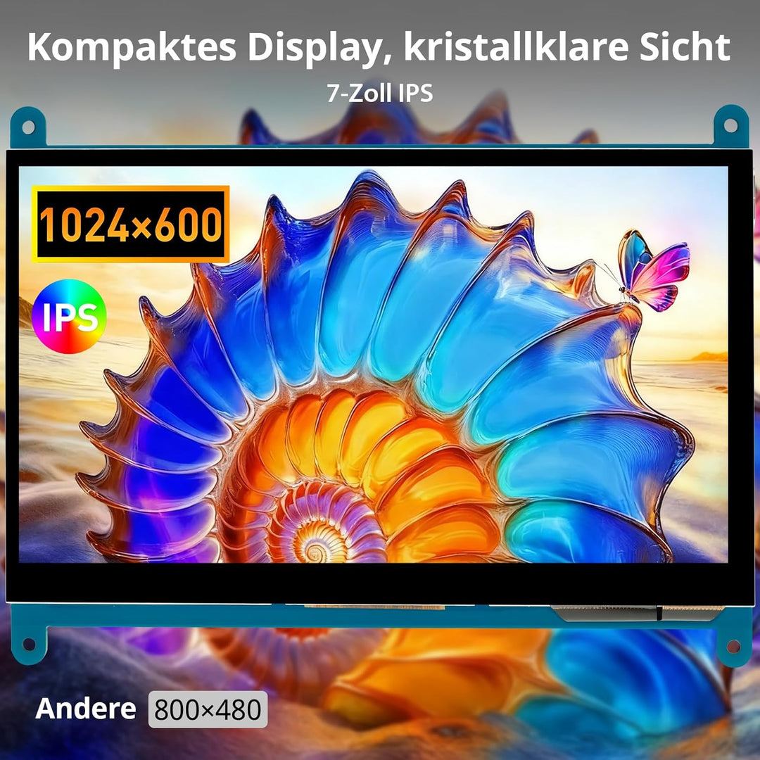 ELECROW Monitor Display Anzeigen IPS Bildschirm-7 Zoll 1024X600 HD TFT LCD mit Touchscreen für Himbe