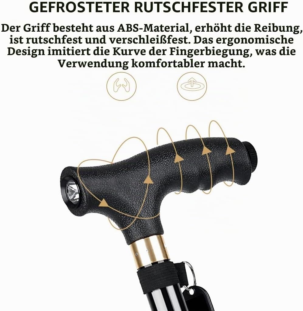 KCareU Anti-Rutsch-Gehstock Walker Spazierstock Aluminiumlegierung Ultraleichter Quadripod-Stock Bla