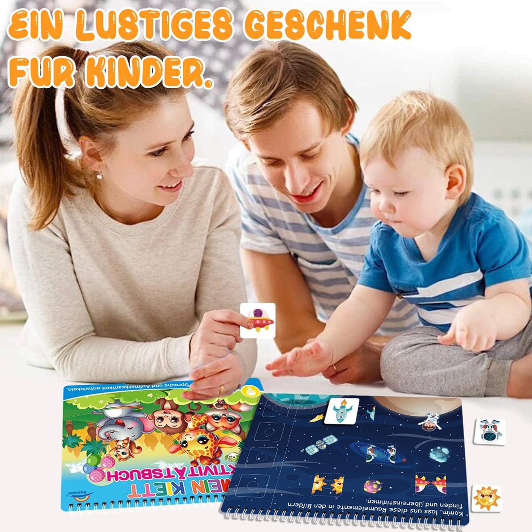Montessori Spielzeug Book ab 3 4 Jahr,Busy Book für Kinder mit Klettverschluss-Aufklebern,14 Themenb