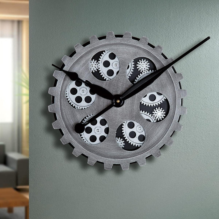 Casablanca grosse runde Wanduhr - aus Metall Kunststoff - Durchmesser 30 cm Farbe: Silber Breite 30
