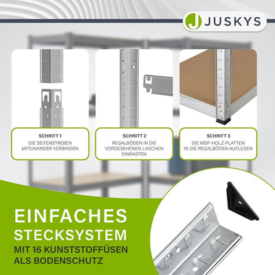 Juskys 2er-Set Lagerregal Easy 2X 160x80x40cm (HxBxT) | 640kg Traglast | 8 Böden | Metall Schwerlast