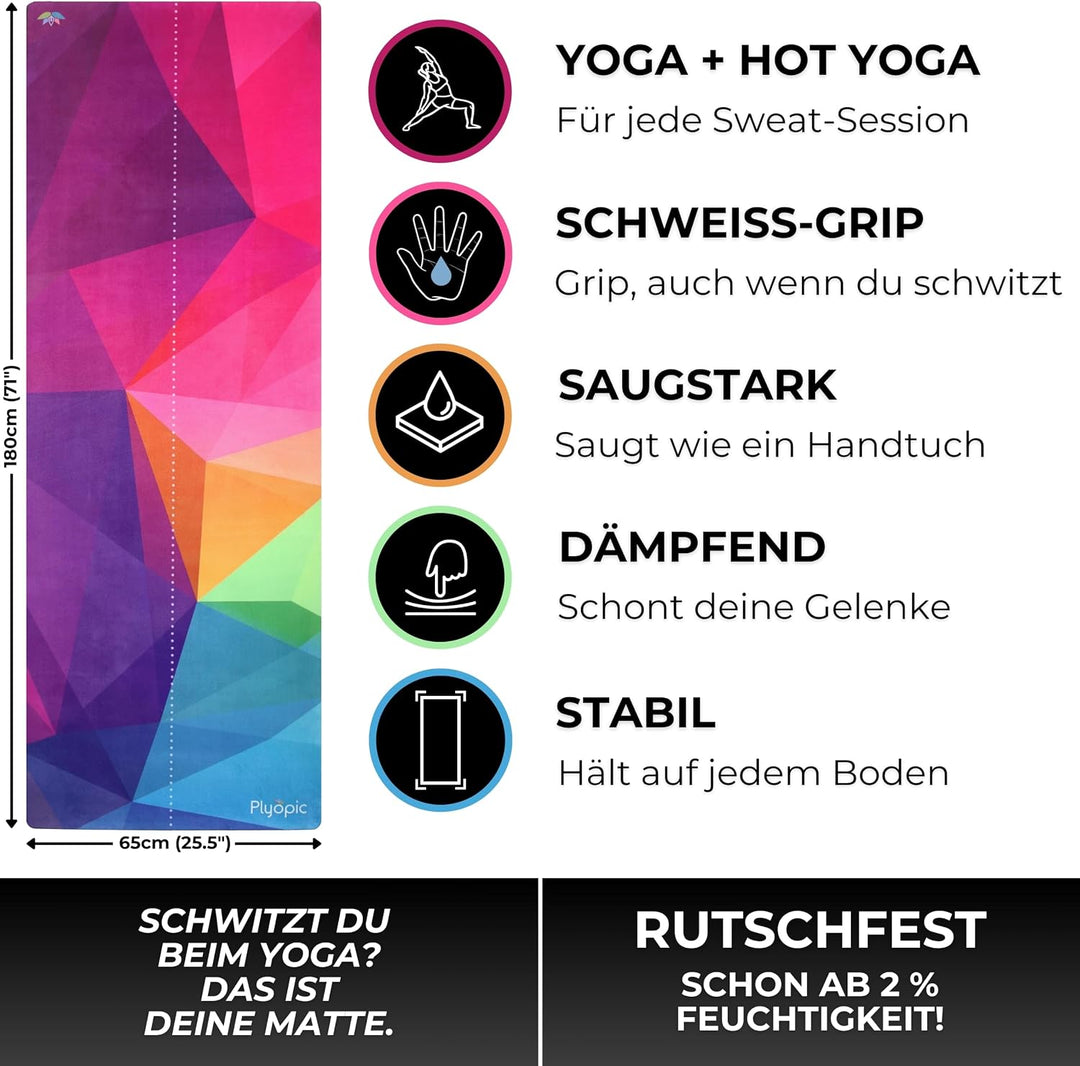Plyopic All-In-One Yoga-Matte – Rutschfest auch bei Schweiss | Premium Matte mit Sweat-Grip Oberfläc