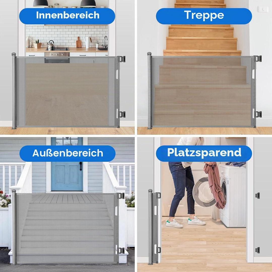 MYPIN Türschutzgitter Ausziehbar, 0-140cm Treppenschutzrollo Hund Türgitter und Baby Treppenschutzgi