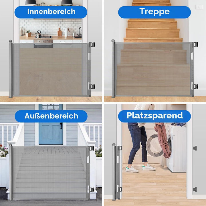 MYPIN Türschutzgitter Ausziehbar, 0-140cm Treppenschutzrollo Hund Türgitter und Baby Treppenschutzgi