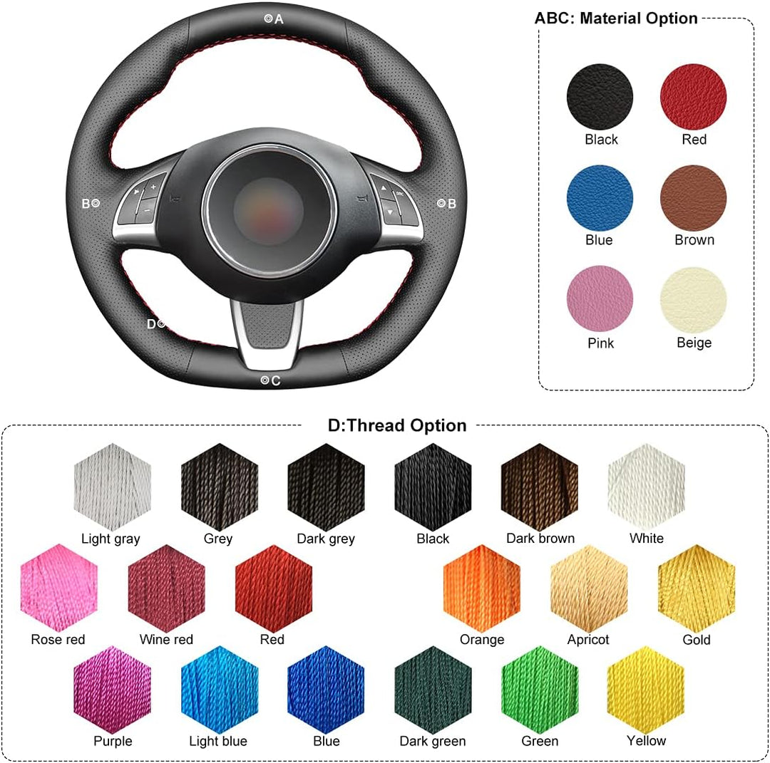 MEWANT Lenkradbezug für Abarth 500/ 500C / 595 / 595C / für Fiat 500 (GQ/S) / 500C (S) DIY Hand Nähe