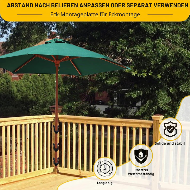 VANROUG Terrassenschirm-Halter, Terrassenschirm-Halter, Eckhalterung, Regenschirm-Basisklemme für De