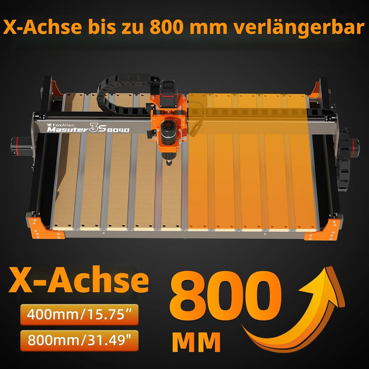 FoxAlien Masuter 3S 8040 Erweiterungsset mit verbessertem Hybrid-Spoilboard für X-Achse, kompatibel
