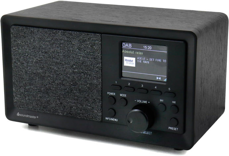 soundmaster DAB350SW Tischradio DAB+, UKW USB Inkl. Lautsprecherbox, Weckfunktion Schwarz