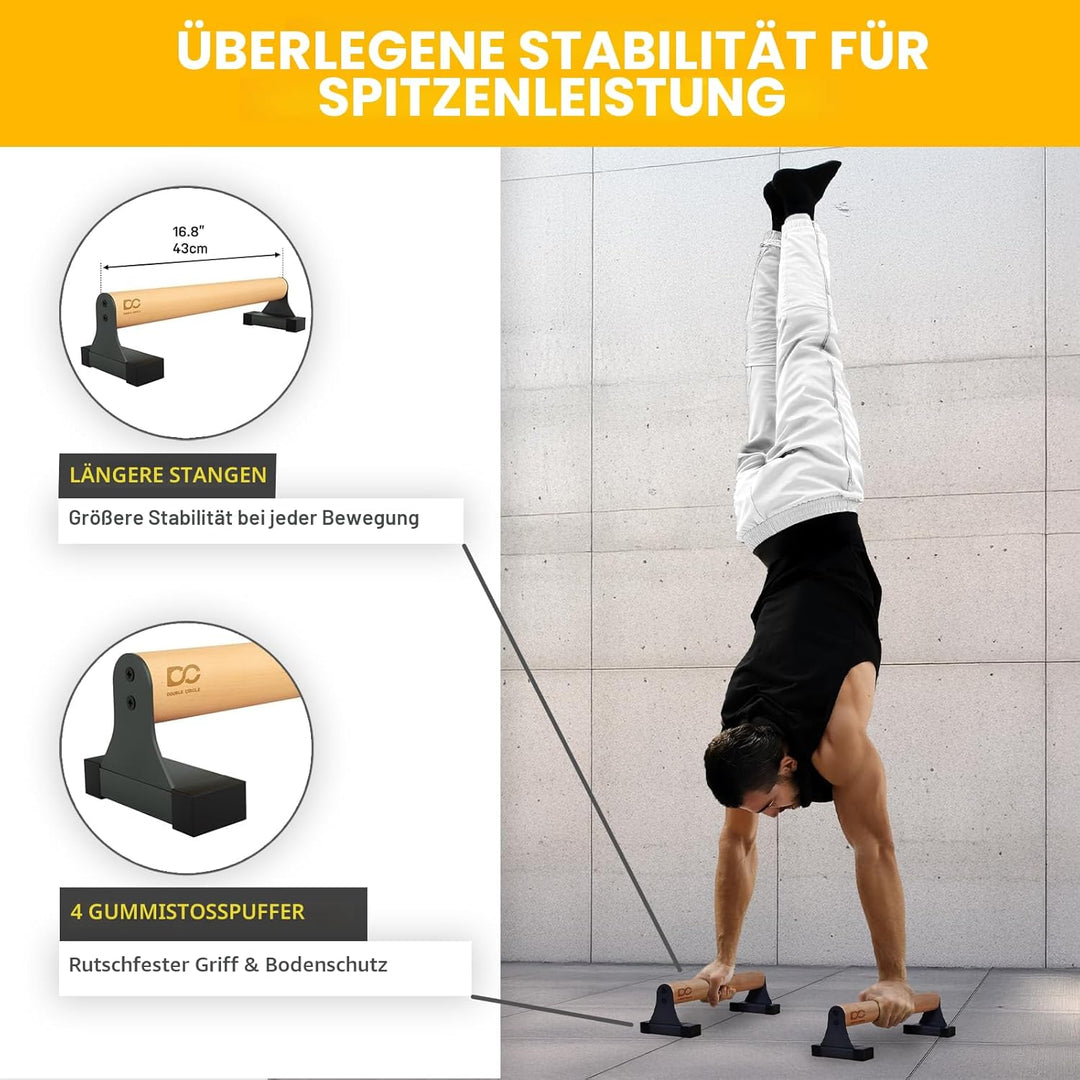 Double Circle Parallettes Liegestützgriffe mit Holzgriffen - Calisthenics Equipment - Rutschfeste Ba