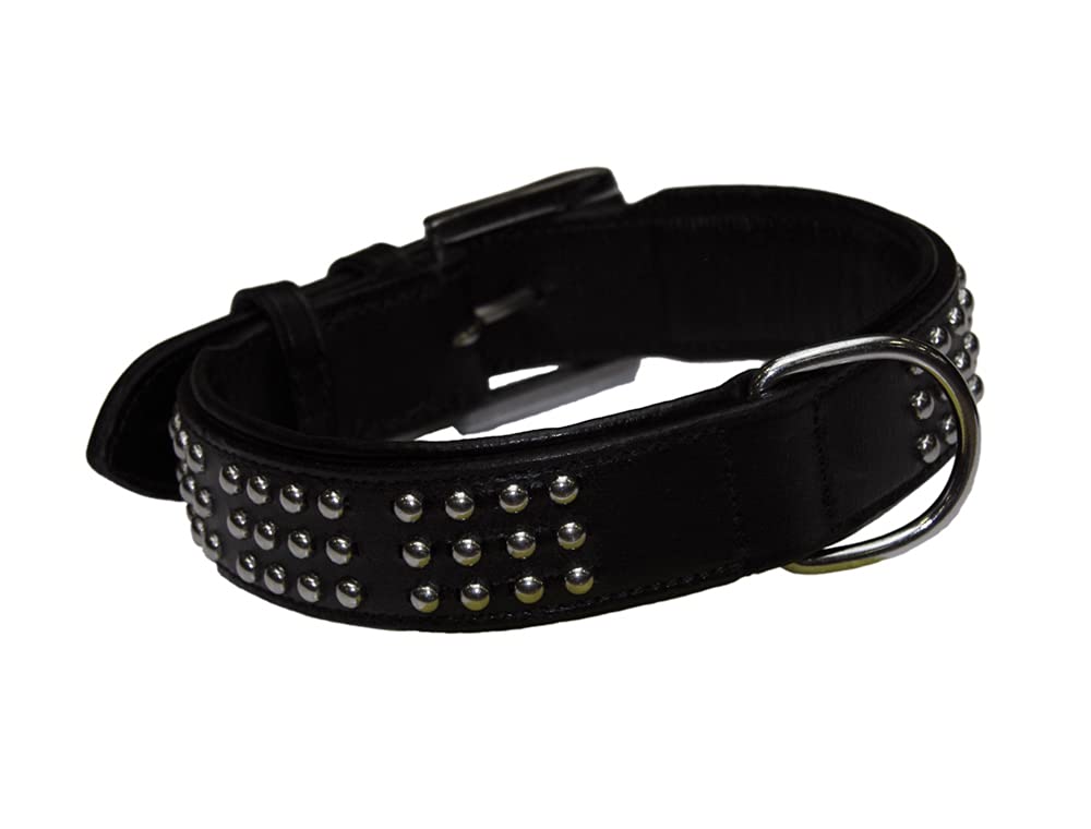 Nobby Leder Halsband VINTO, schwarz 55 cm (48-52 cm), 35 mm, 1 Stück schwarz Halsumfang: 48-52 cm, s
