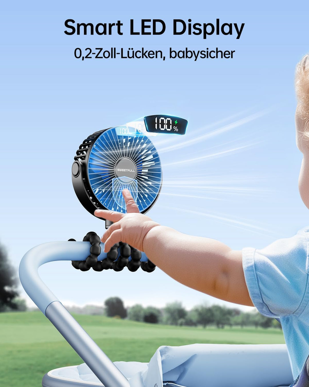 SWEETFULL mini ventilator kinderwagen ventilator leise Handventilator 6000mAh akku Tischventilator u