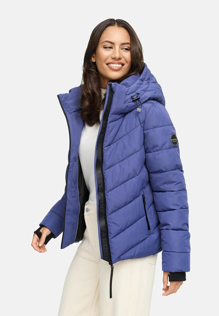 MARIKOO Damen Winterjacke warme Steppjacke mit abnehmbarer Kapuze Samuiaa XVI XS-3XL S Blue Violet,
