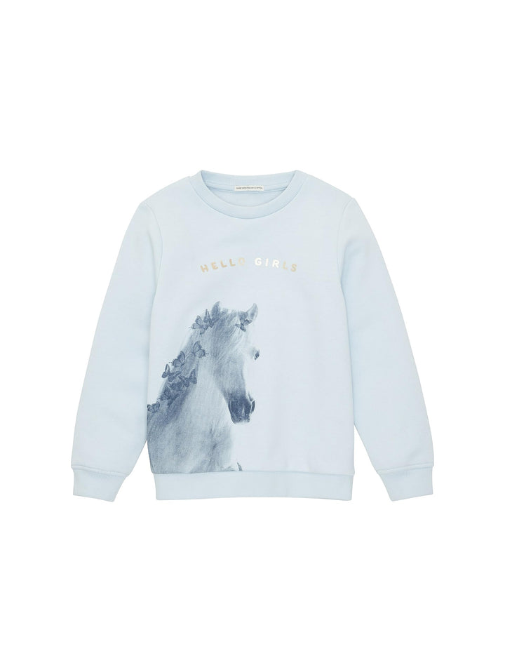 TOM TAILOR Mädchen Sweatshirt mit Pferde-Print 92-98 32264 - New Breeze Blue, 92-98 32264 - New Bree