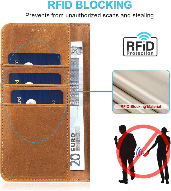 LENSUN Echtleder Hülle für Samsung Galaxy S20 Ultra, Handyhülle Leder [Magnetverschluss][RFID Schutz