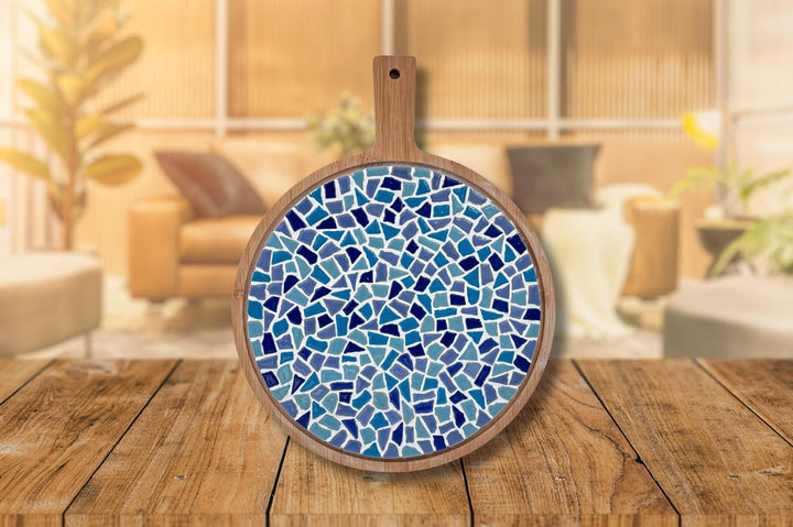 Little Creations Mosaik Bastelset Runde Servierbrett Blau | DIY set Erwachsene Mosaik Bastelset Rund
