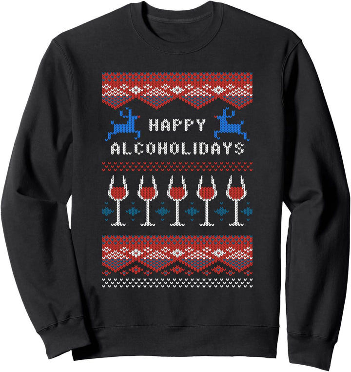 Hässlicher Weihnachtspullover Lustiges Wein-Weihnachts Sweatshirt