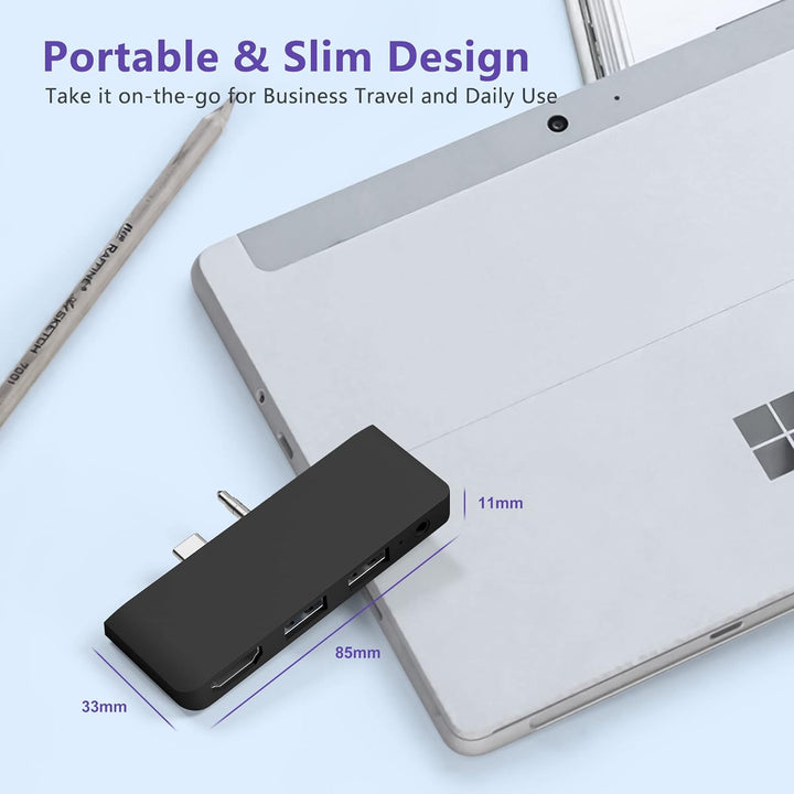 Surface Go 4/Go 3/Go 2/Go Hub Docking Station, 4-in-2 USB C Dockingstation für Surface Go mit 4K-HDM