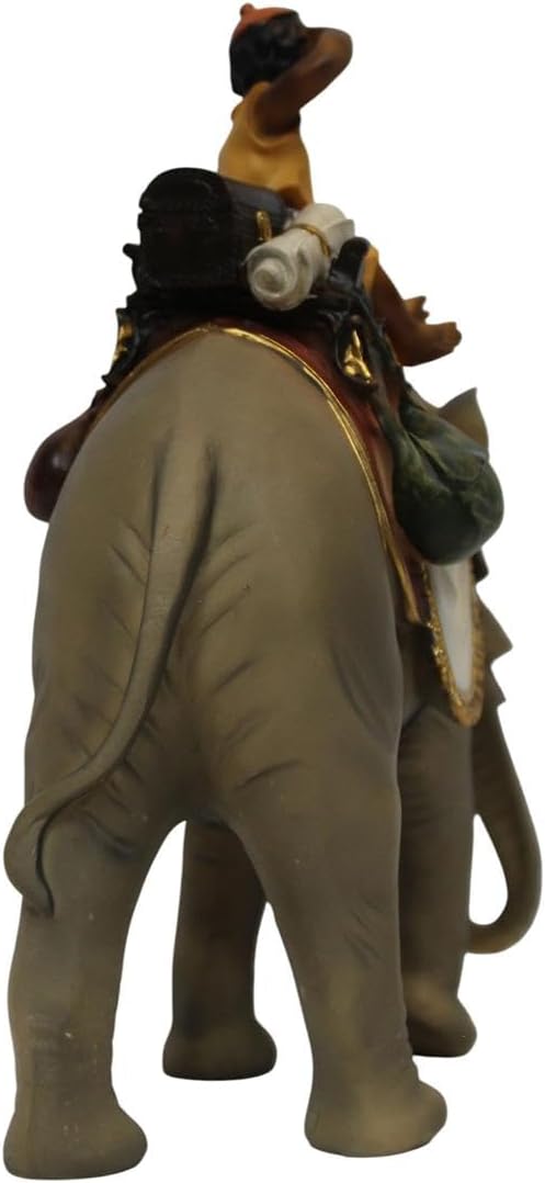 ZICOM Krippenfigur Miniaturfigur Miniatur Elefant mit Mohr Höhe 18,2cm handbemalt Polyresin, Modellb