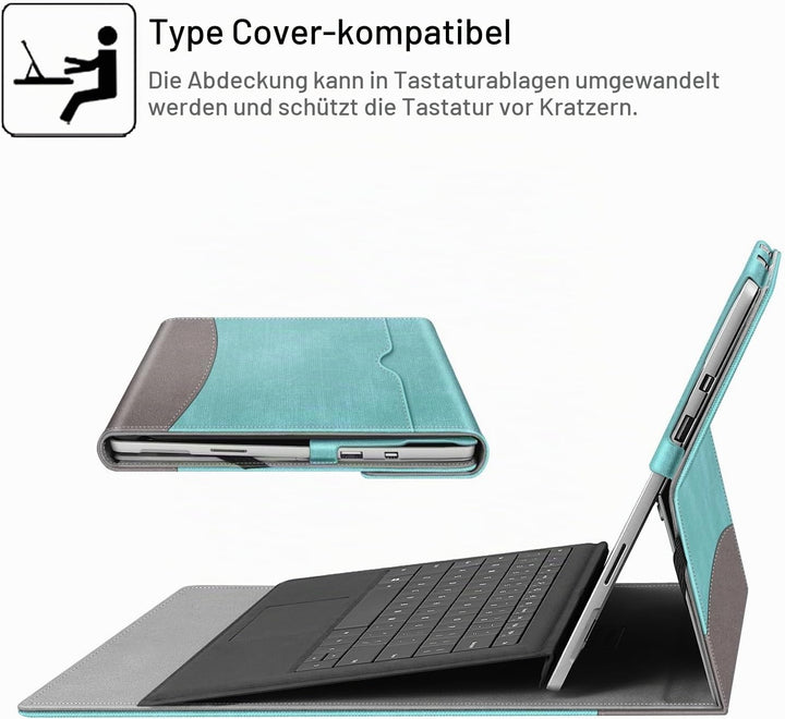Fintie Hülle für Microsoft Surface Pro 7+ / 7/6 / 5/4 / 3 - Multi-Sichtwinkel Kunstleder Tasche Schu