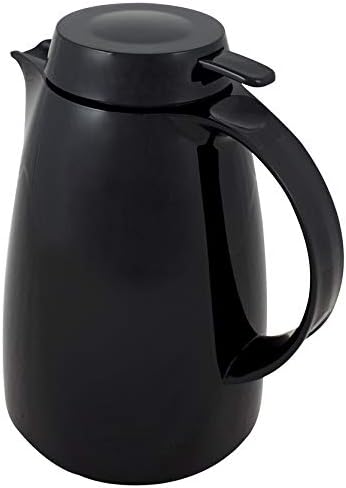 Helios Servitherm Thermoskanne Schwarz 1,0L – 6h Heiss - Hält Getränke heiss & kalt – Einhandbedienu