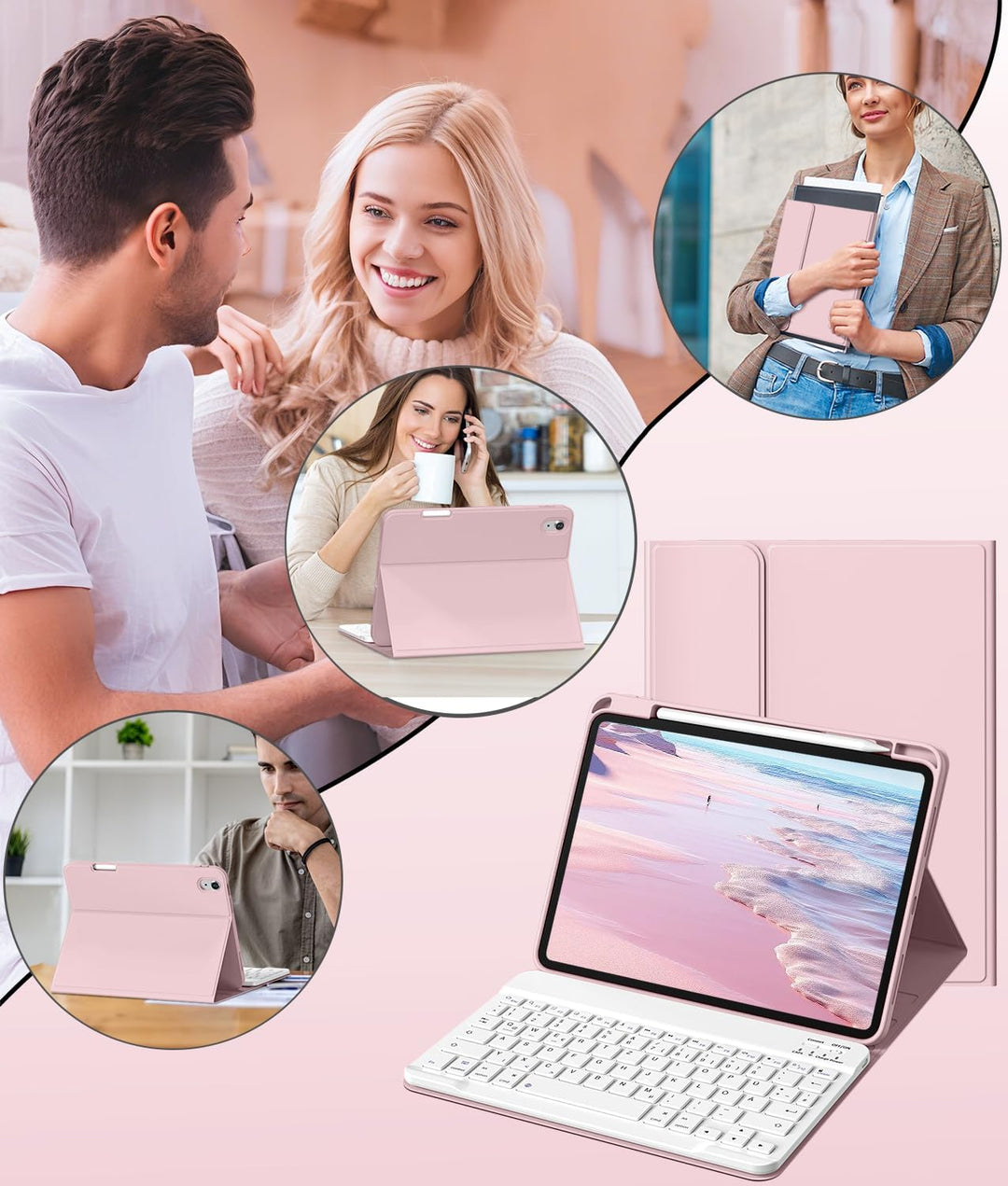 Hülle mit Tastatur für iPad A16 11/10 Generation (2025/2022 | 11/10.9 Inch Bluetooth Magnetische Tas