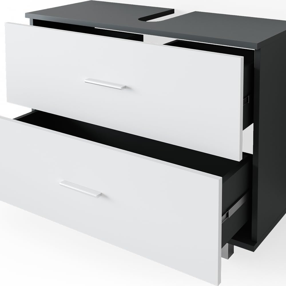 Vicco Waschbeckenunterschrank Ilias Schublade Unterschrank Badezimmer (Anthrazit-Weiss)
