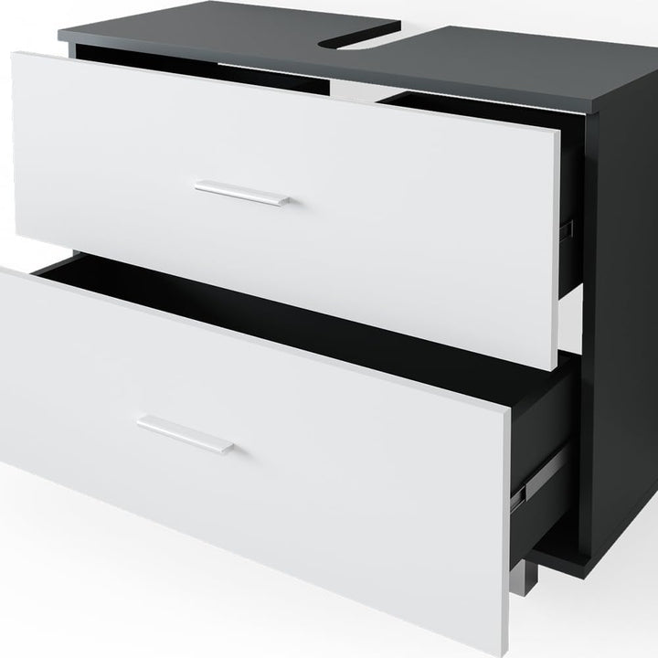 Vicco Waschbeckenunterschrank Ilias Schublade Unterschrank Badezimmer (Anthrazit-Weiss)