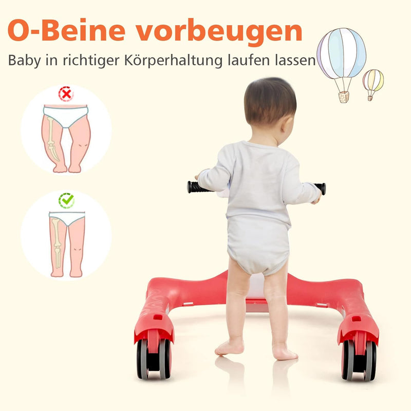 DREAMADE 2 in 1 Lauflernhilfe mit Musik & Licht, Baby Walker Höhenverstellbar & Klappbar, Gehfrei La