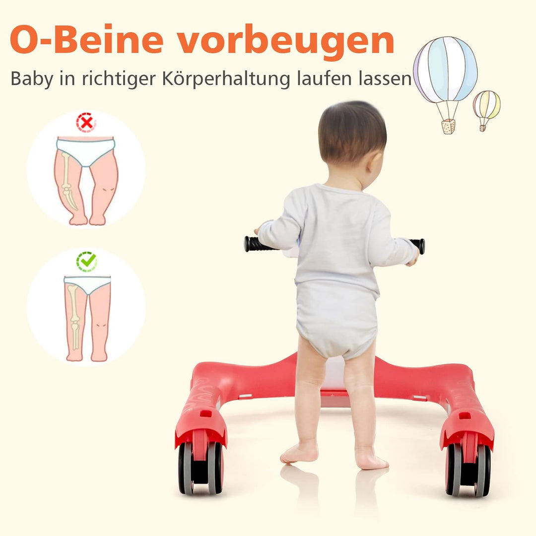 DREAMADE 2 in 1 Lauflernhilfe mit Musik & Licht, Baby Walker Höhenverstellbar & Klappbar, Lauflernwa