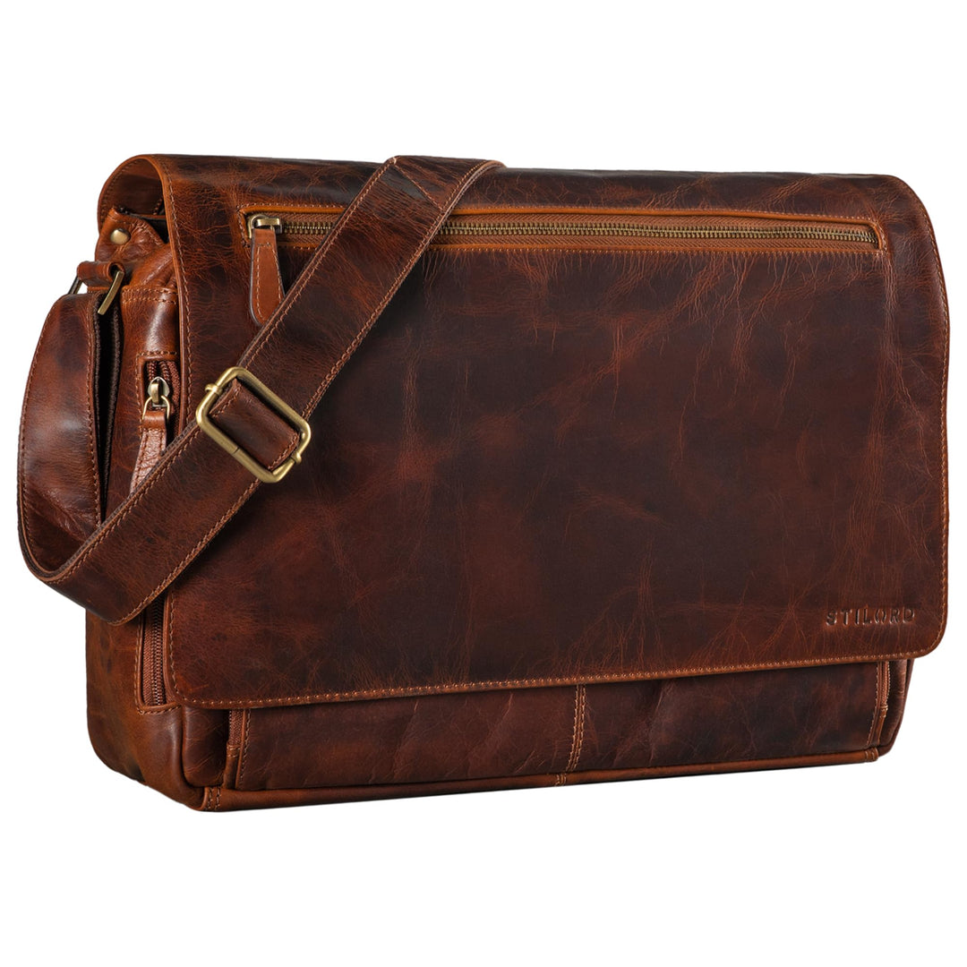 STILORD 'Jan' 15,6 Zoll Laptoptasche Leder Herren Damen Umhängetasche Unitasche Aktentasche Freizeit