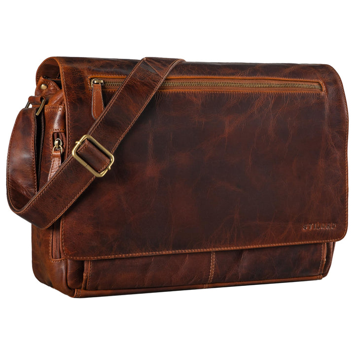 STILORD 'Jan' 15,6 Zoll Laptoptasche Leder Herren Damen Umhängetasche Unitasche Aktentasche Freizeit