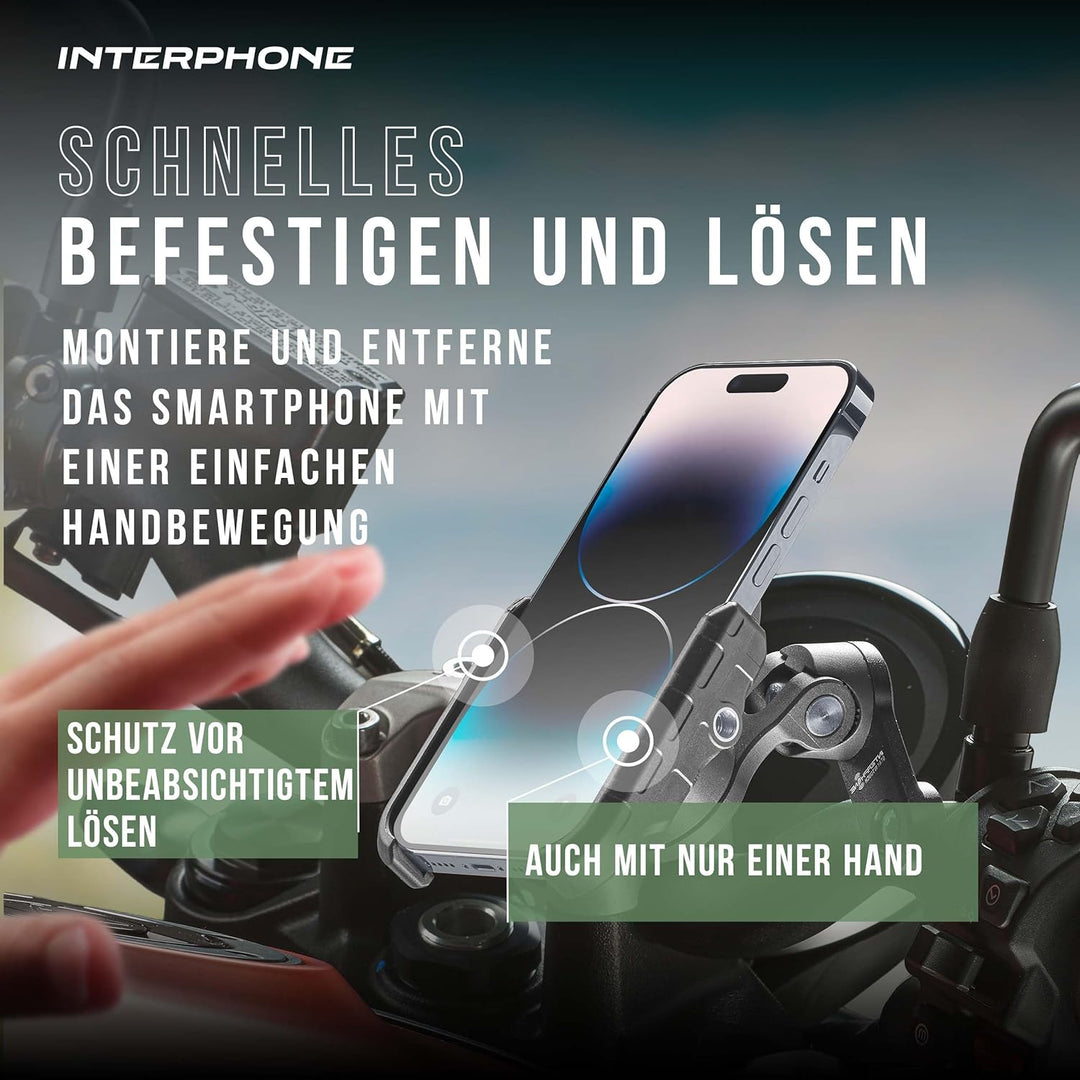 INTERPHONE - Universelle Smartphone-Halterung (3,5" bis 7,5") für QUIKLOX Modularsystem - Motorrad-H